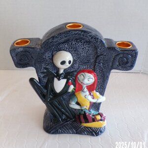 Disney Nightmare Before Christmas 3 Candle Holder 8 1/4" Tall Porcelain #4021
